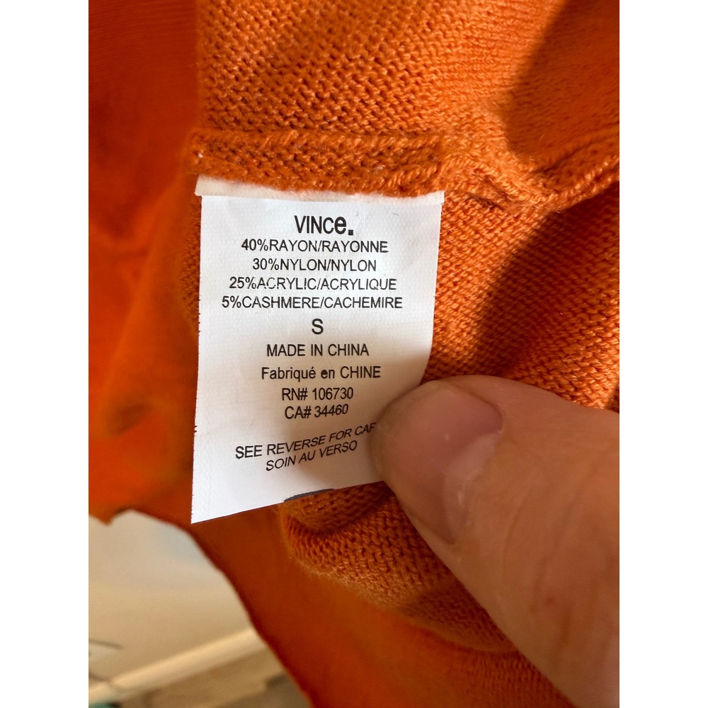 Vince Womens Sweater Cashmere Blend Orange Size S - Picture 3 of 7
